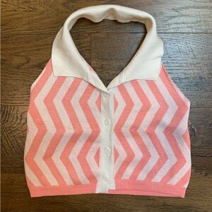 JOLIE & JOY Size L crop halter lightweight knit with collar BNWT 💕